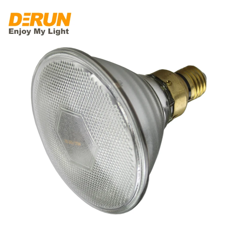 Hot Selling 220V 240V 75W 100W 150W Infrared Halogen Lamp PAR38 Clear Red Yellow Halogen Heating Bulbs with E26 E27  , HAL-PAR38
