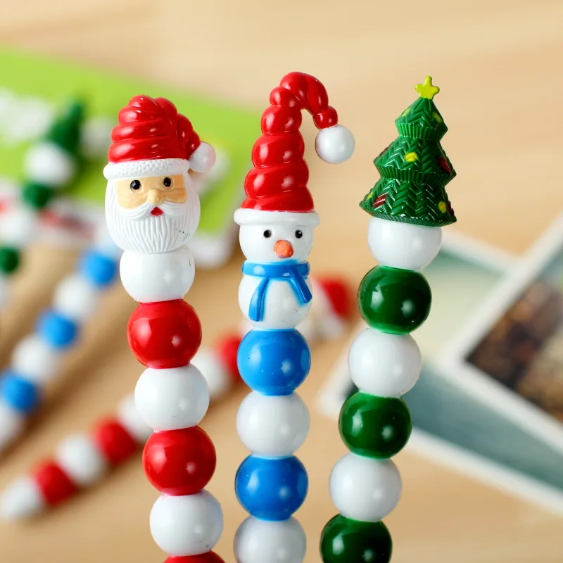 Custom cute santa snowman tree christmas stationery gift pen sarasa ball pen for children kids