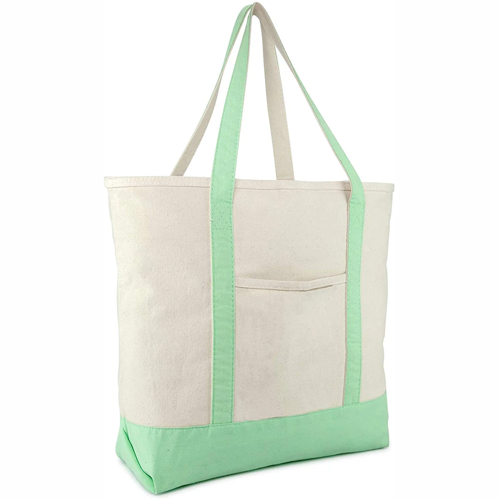 
custom logo Cheap Plain Recycled Cotton Shopping Canvas Tote Bag With zipper 