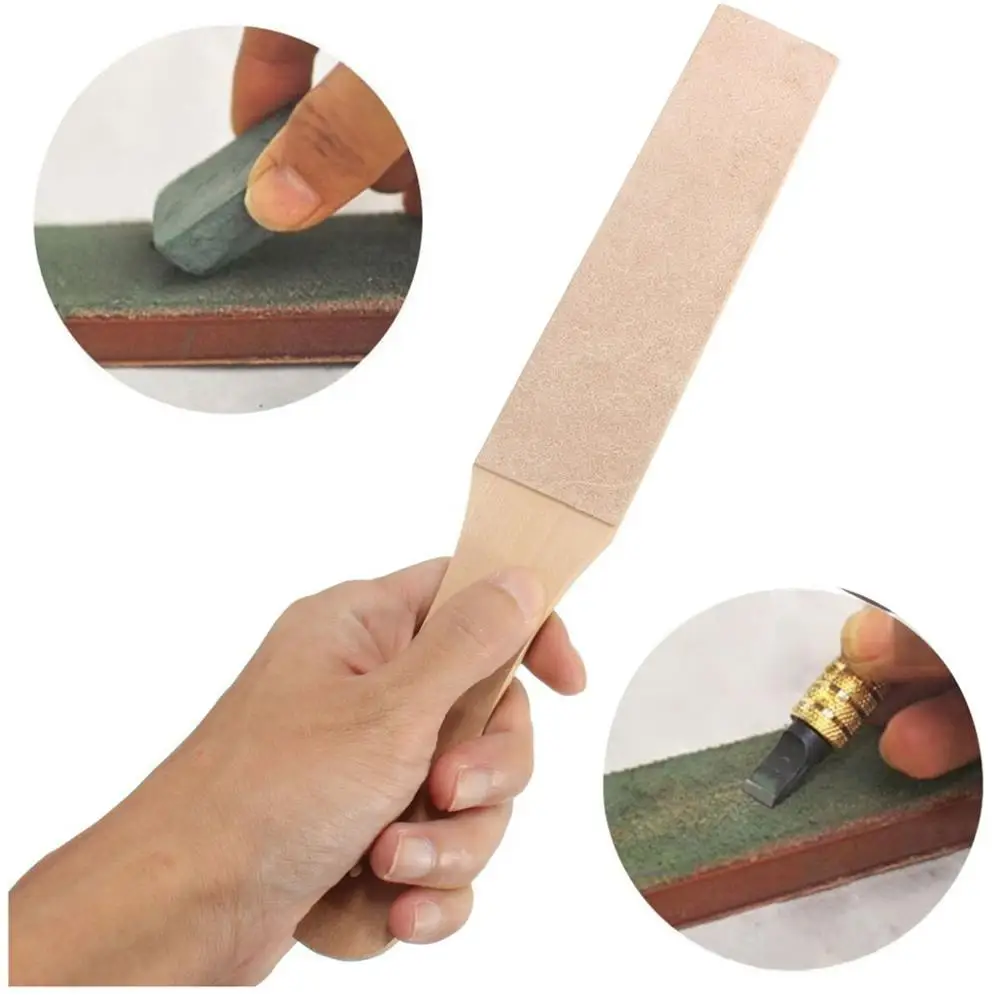 DMD Leather Knife Sharpener Sharpening Strop With Wooden Handle  Handmade Sharpening  For Home Knives sharp