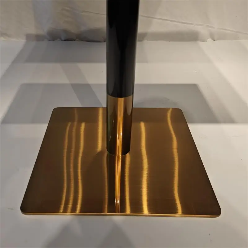 Foshan Gold stainless steel base restaurant tables square cafe artificial stone top dining table for restaurants