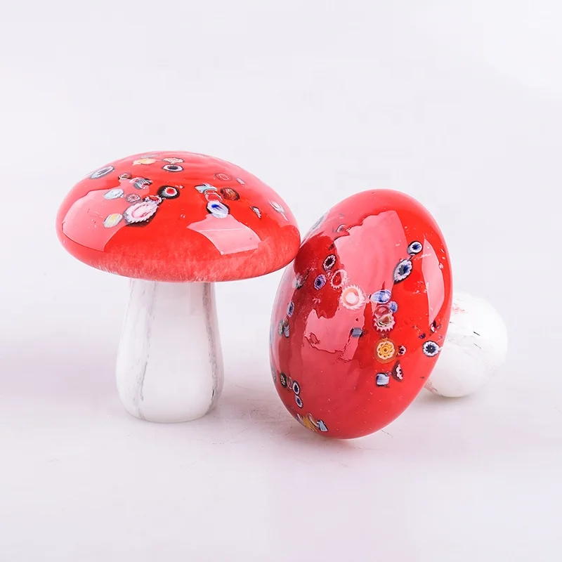 Скульптура в виде гриба из красного стекла, Кристальные фигурки для детей, украшение для дома и сада