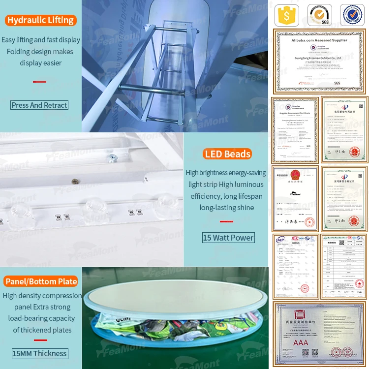 FEAMONT Portable Promotion Table High Quality Aluminum Fabric Tube Curved Trade Shows Shop Retail Polyester Flags Banners