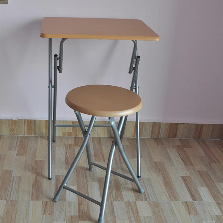 
Wholesale Modern Design Round Wood Metal Folding Stool 