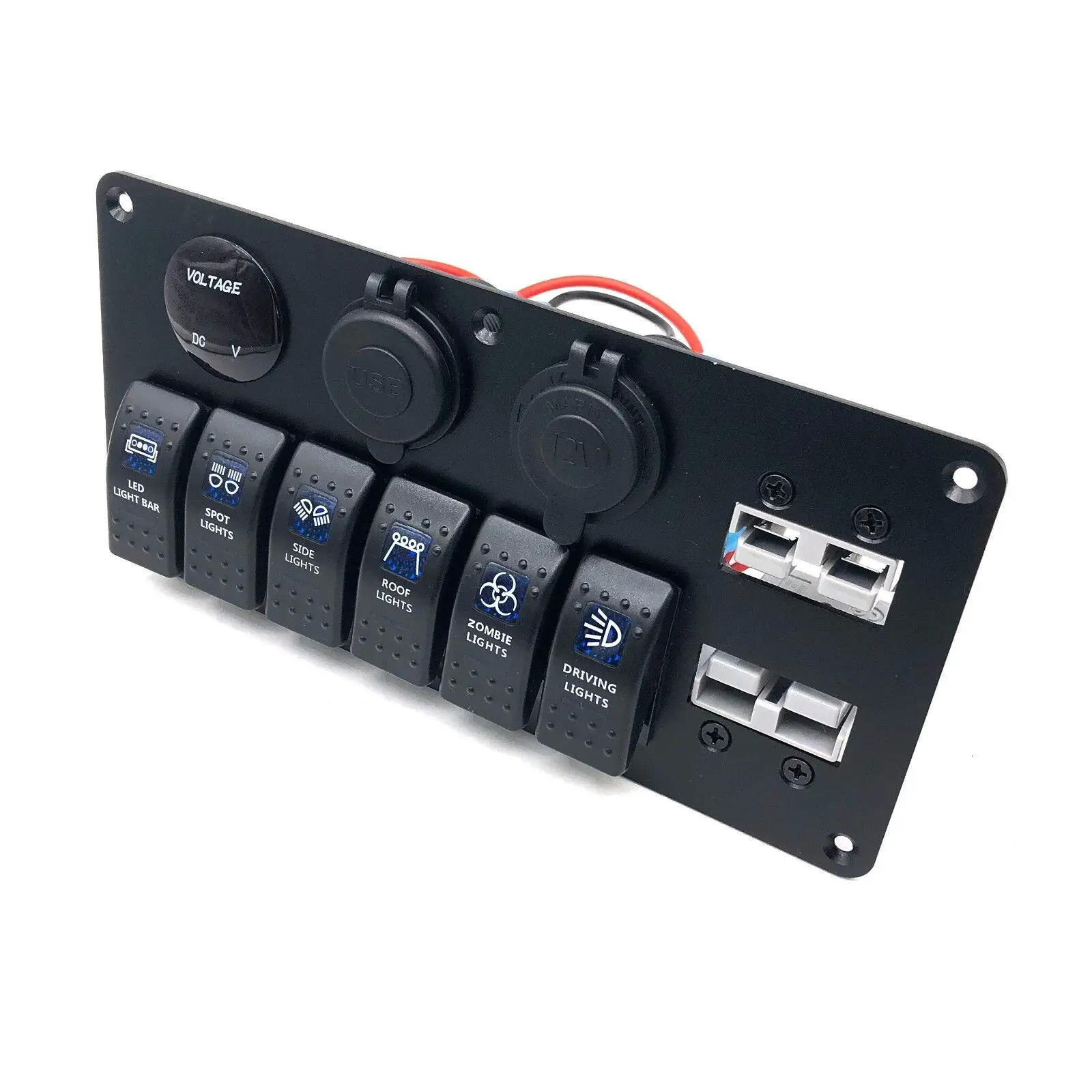 12Volt 6 Gang Led Switch Board Truck Switch Panel 4X4 Switch Panel For Car With 50A Solar Connector Plug