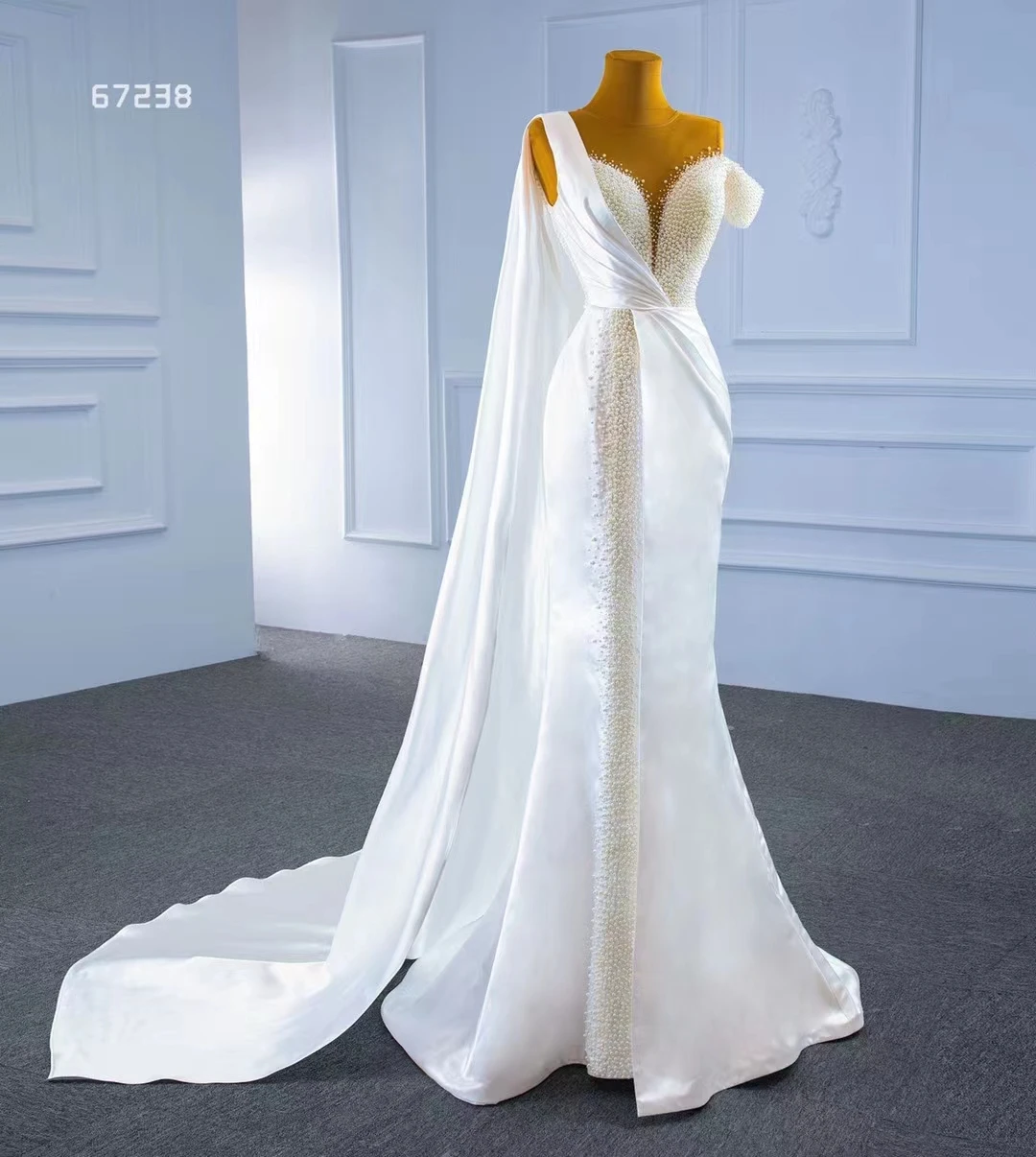 Feishiluo Luxury  Mermaid &shawl Wedding Dresses Sleeveless  Wholesale Pear Bead   Bridal Dress