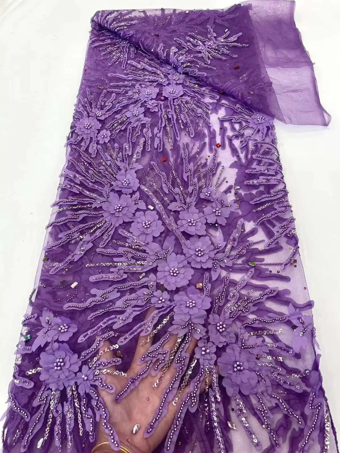 dry lace embroidery 3d fabric for wedding dresses
