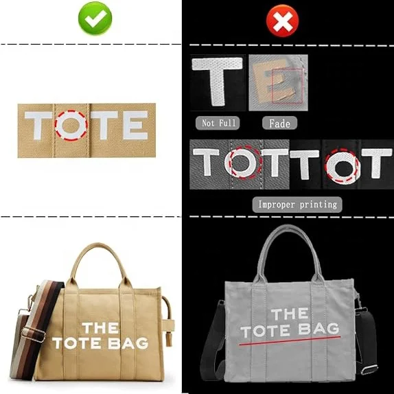 Custom Large Faux Leather Canvas Tote Purse Zipper Tote Shoulder Bag for Women