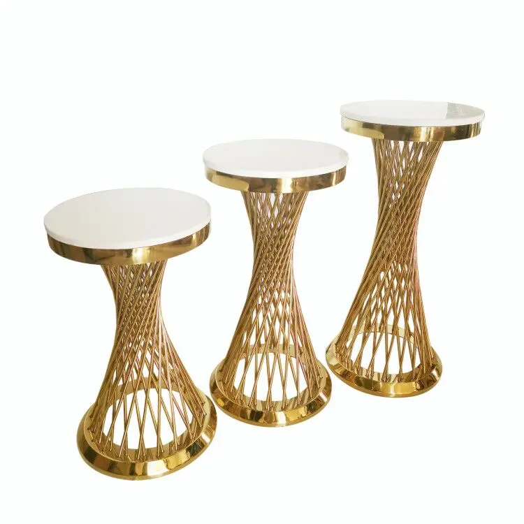 Party event gold stainless steel round wedding table cake stand table