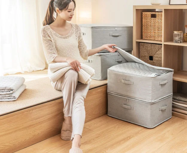 Extra Large Clothes Storage Bag Waterproof Clothes Organizer with Double Zipper for Storing Quilt Blanket Pillow Bed Sheet