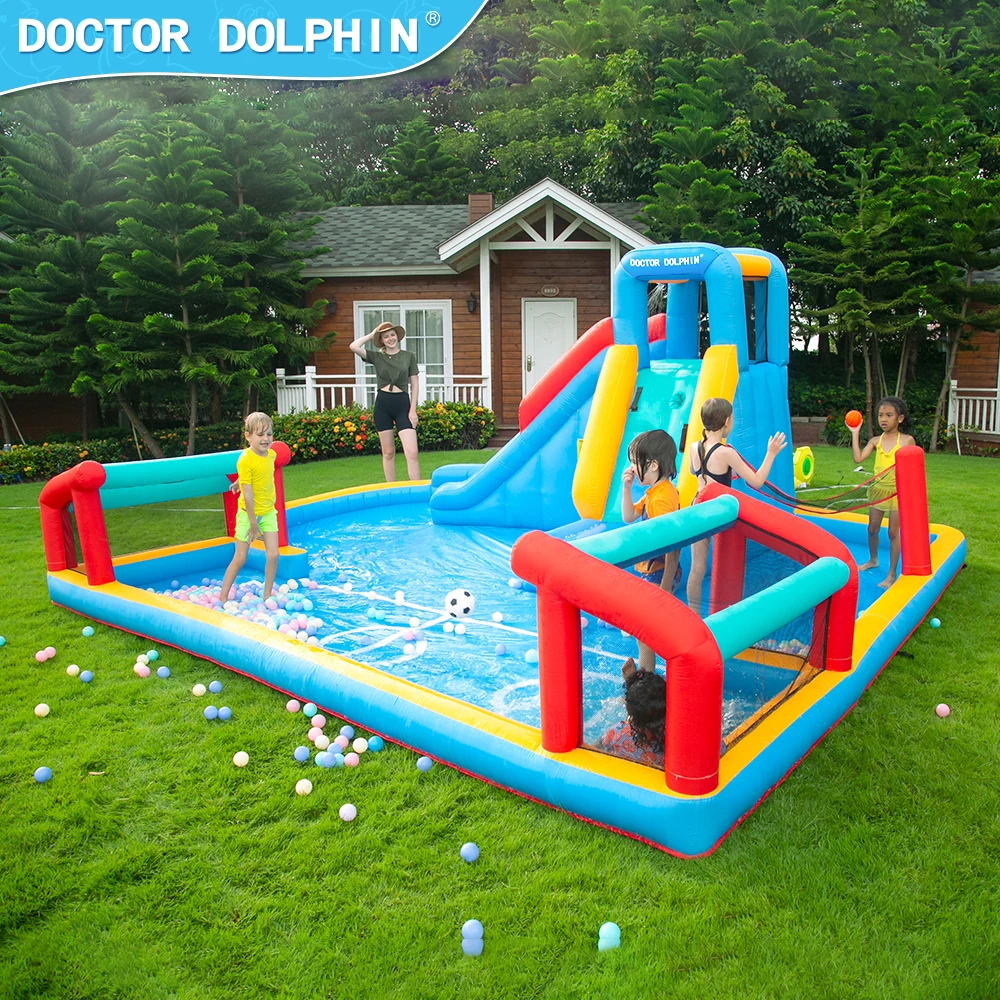 Doctor Dolphin EN71 kids jumping slide water castle Inflatable Bounce castle Commercial Inflatable Bouncy House