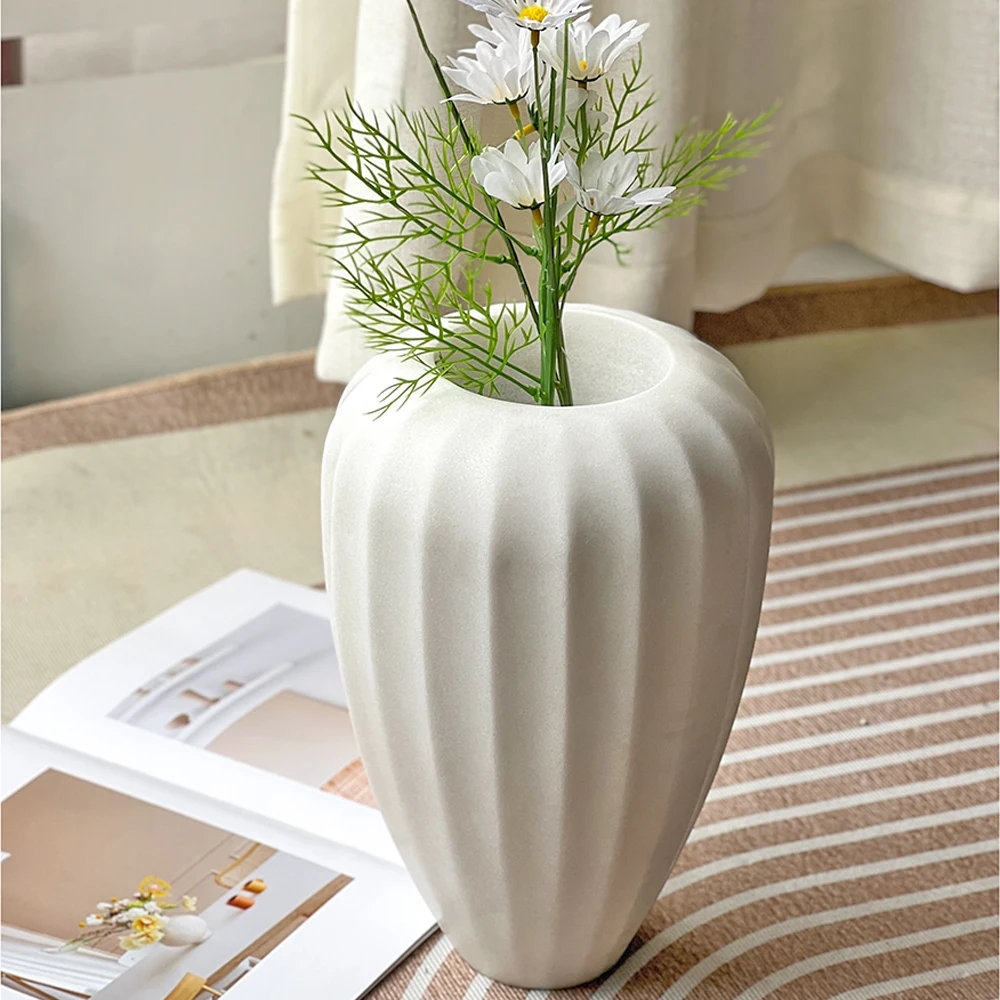 Luxury Nordic Style Customize Shape Large Natural White Marble Flower Vase For Home Decor