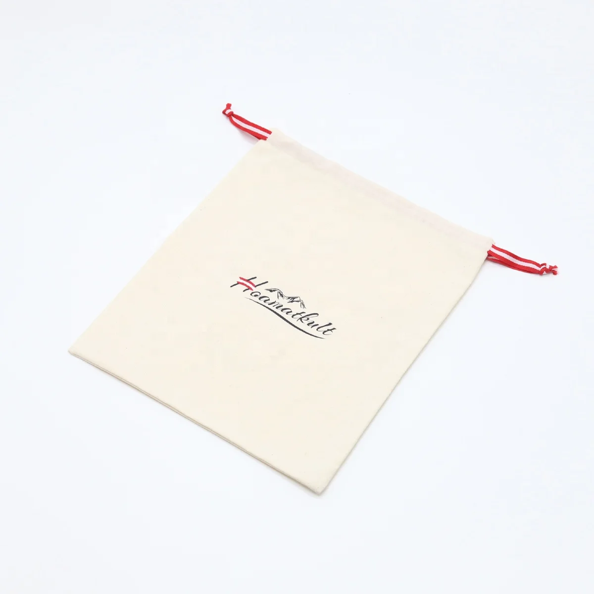 Custom Logo Printed  Grey Fabric Cotton Dust Cloth Shoes Packaging Drawtring Bags Recycled Cotton Shopping Bag
