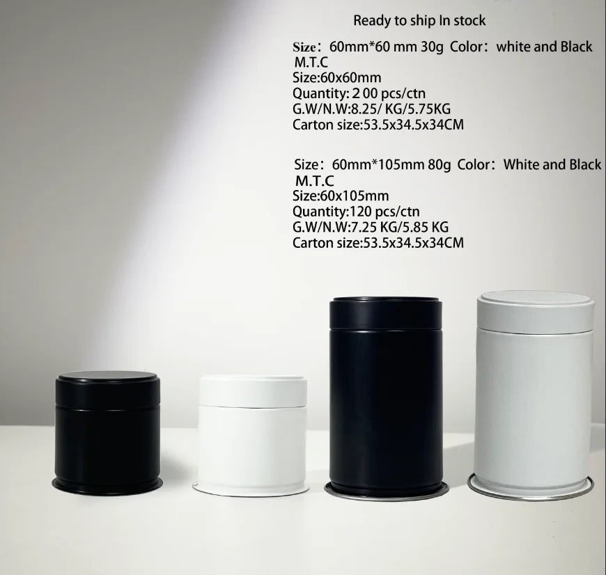 Wholesale black round welding  matcha tin tea white silver aluminum jar 30g easy open ring pull matcha tin can