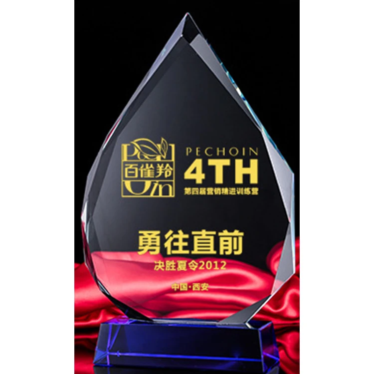 Factory Direct Sale Crystal Trophy Awards Water Drip Shape Crystal Trophy  Quantity Discount Quality Assurance