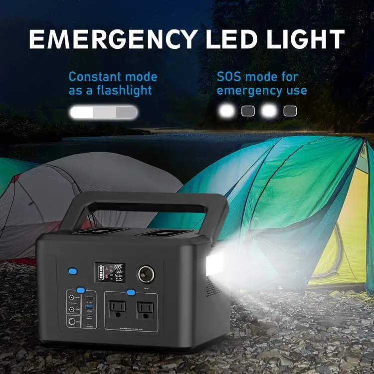 Portable Power Station 600W AC 110/220V Li-ion Battery Power Bank Emergency Backup Camping Fishing Solar Generator