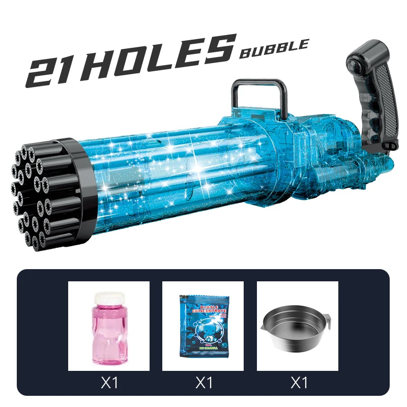 
upgrade 21 holes Gatling Bubble Machine Electric Bubble Gun Outdoor Toys Automatic Bubble Maker Machine 