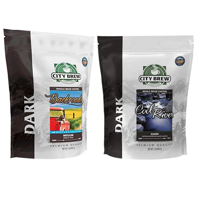 Laminated Stand up 250g 340g 500g 1kg Custom Foil Coffee Bean Packaging Snack Food Mylar Bag Zipper