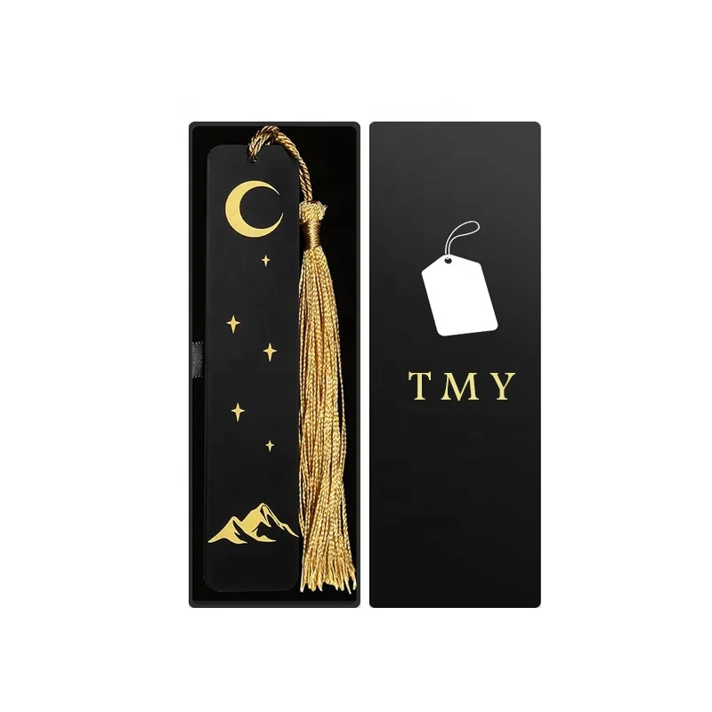 Wholesale Luxury Custom Personal Design Diy Moon Star Black And Gold Blank Metal Stainless Steel Bookmark For Gift