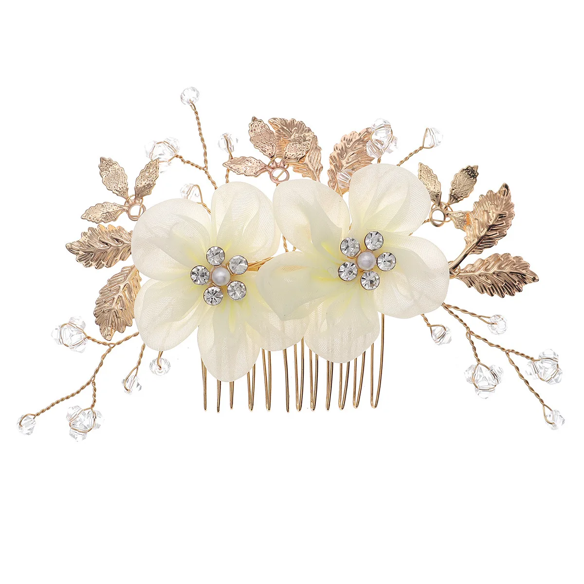 Bridal Jewelry  Beautiful Hairdo  Handmade Comb  Wedding Party Party Headdress  Fabric Flower Crystal Hair Comb Wholesale