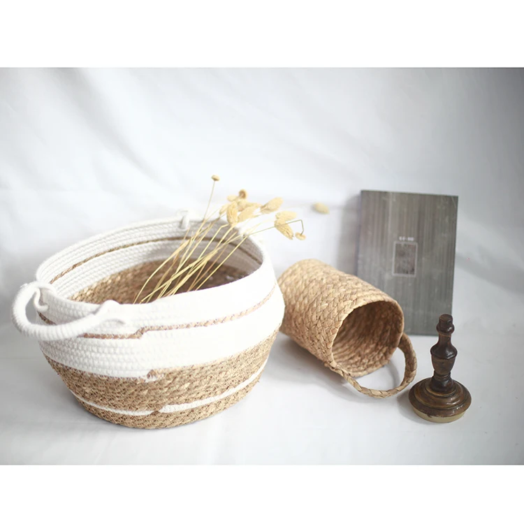  Пользовательская Водонепроницаемая круглая 2021 хлопковая плетеная морская корзина плетеные корзины для хранения пикника из ротанга