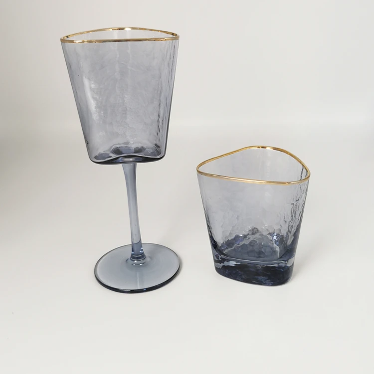 
Hot selling handmade colored elegant goblet wine bottles 750 ml glass 