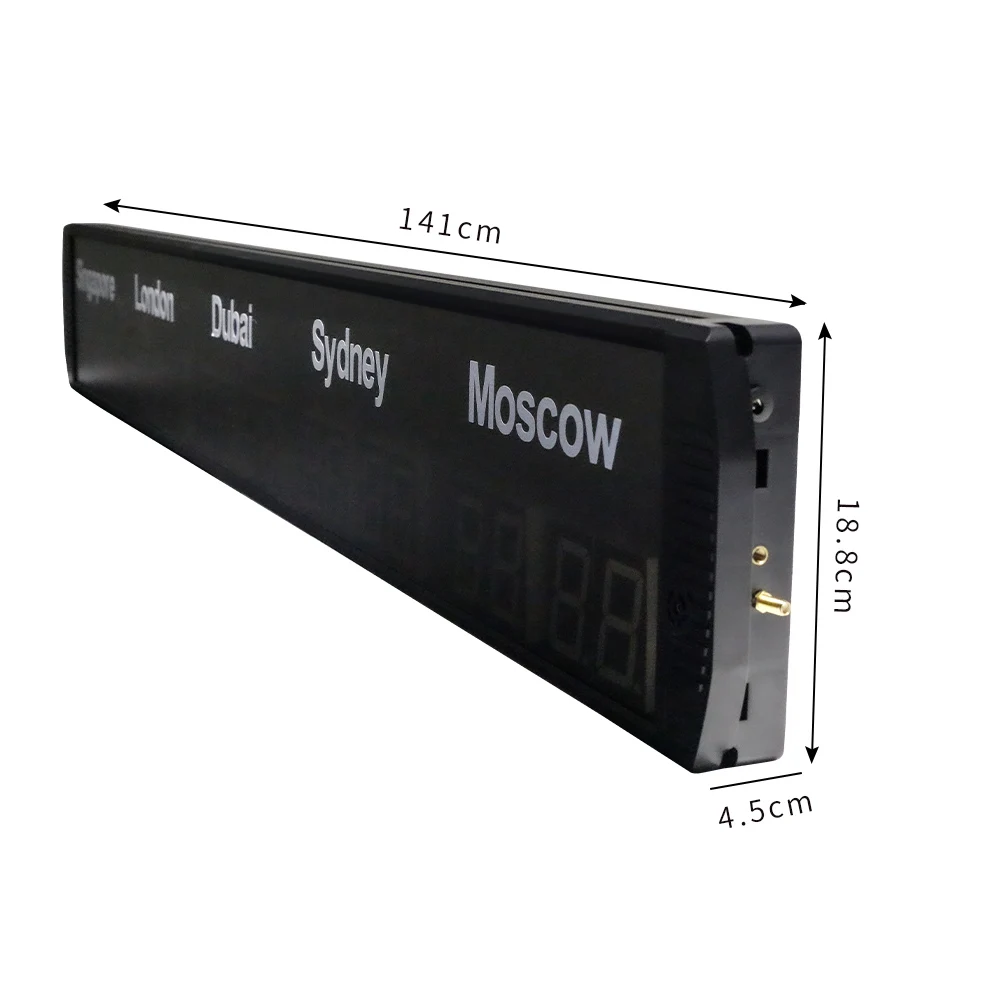 Custom LED Digital Display 5 Time Zone World Wall Clock with GPS Automatic Calibration Time for Office Bedroom Living Room