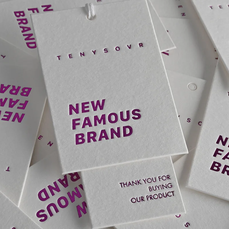 Factory Custom White Jeans Swing Tag Free Design Logo Paper Labels t Shirt for Clothes
