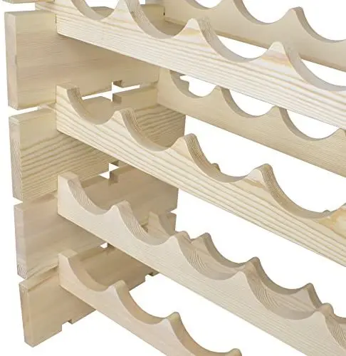 
Stackable Modular Wine Rack Wine Storage Stand Wooden Wine Holder Display Shelves, Wobble-Free, Solid Wood 