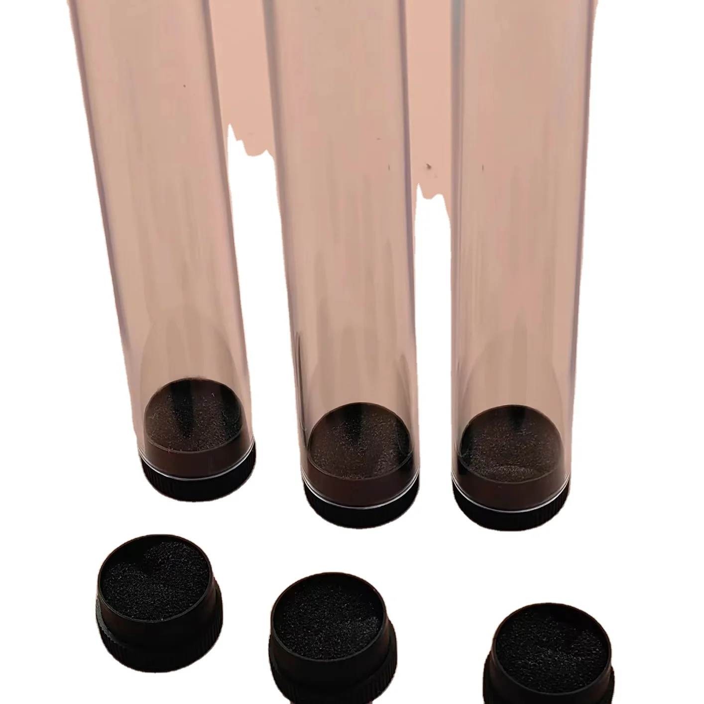 2024 Clear Cigar Tubes 22mm ID x 162mm H, cigar tube with sponges and black Caps