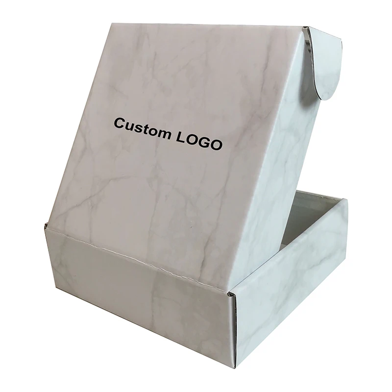corrugated board shipping mailer marble printing white packing boxes for packaging