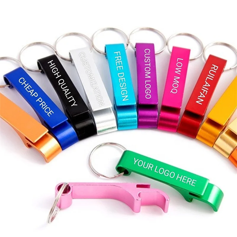 Custom Laser Logo Beer Bottle Tin Opener Metal Can Wine Opener Customized For Bar Hotel Picnic Advertising Cheap Gifts Keychains