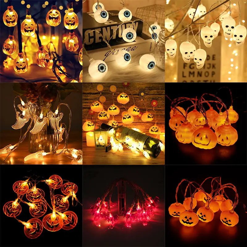 1.5M 3M warm white pumpkin light string LED Halloween lights Battery powered festive decorative lights
