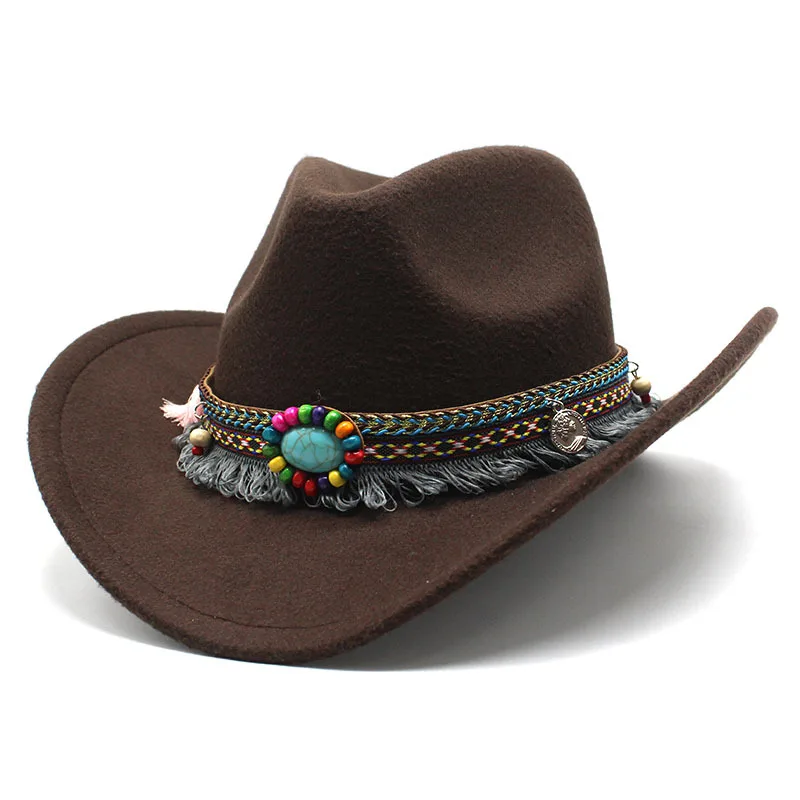 Wholesale Ethnic Vintage Cowgirl Hats Tassels Decoration Cowboy Hats