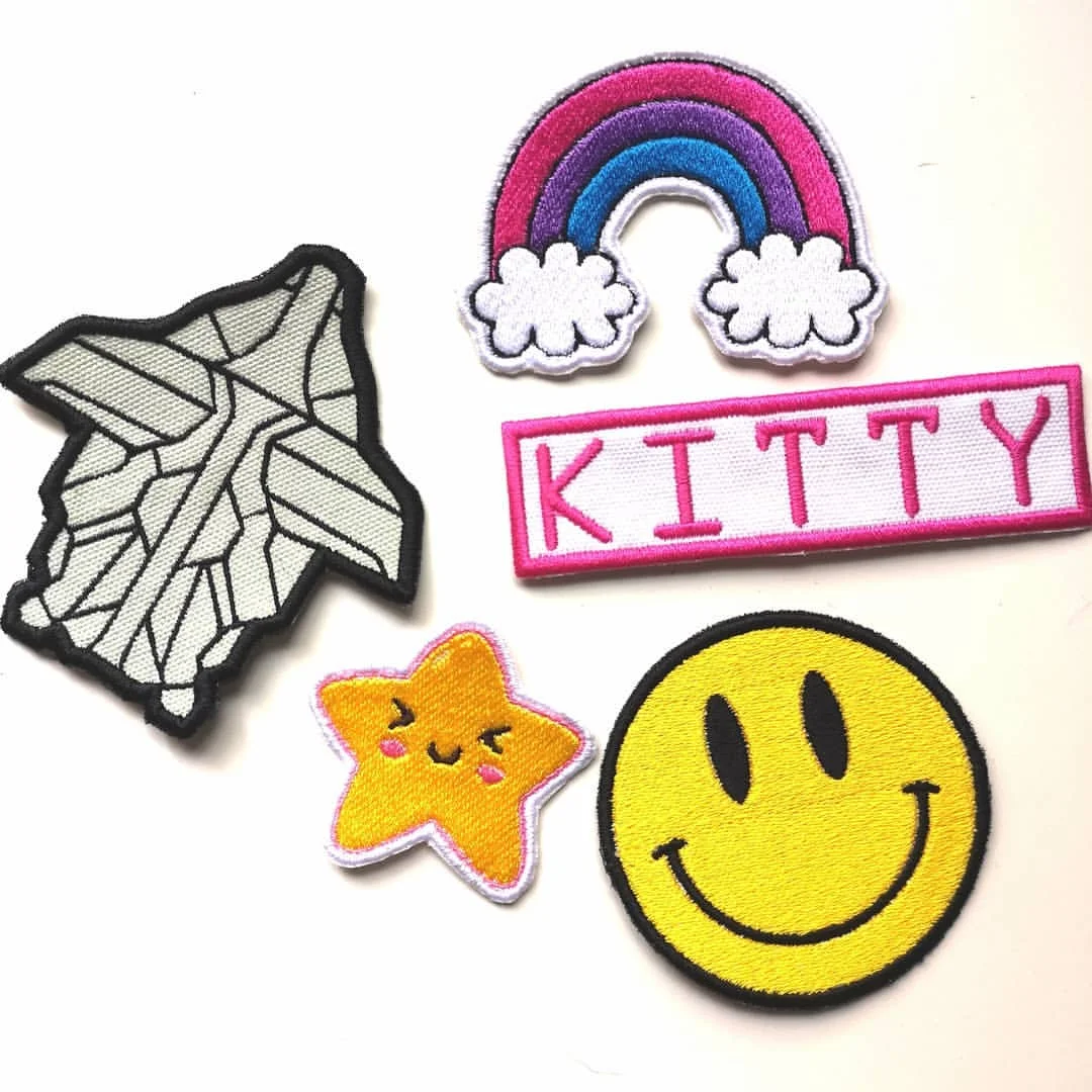 DIY Garment Accessory Rainbow Eye Smile Embroidery Iron on Flower Patch for Kids Clothing