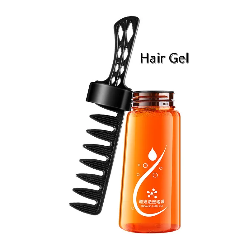 260 ml Hair gel modeling Comb Liquid Eco friendly Head Oil Gel With Applicator Brush Hair Styling