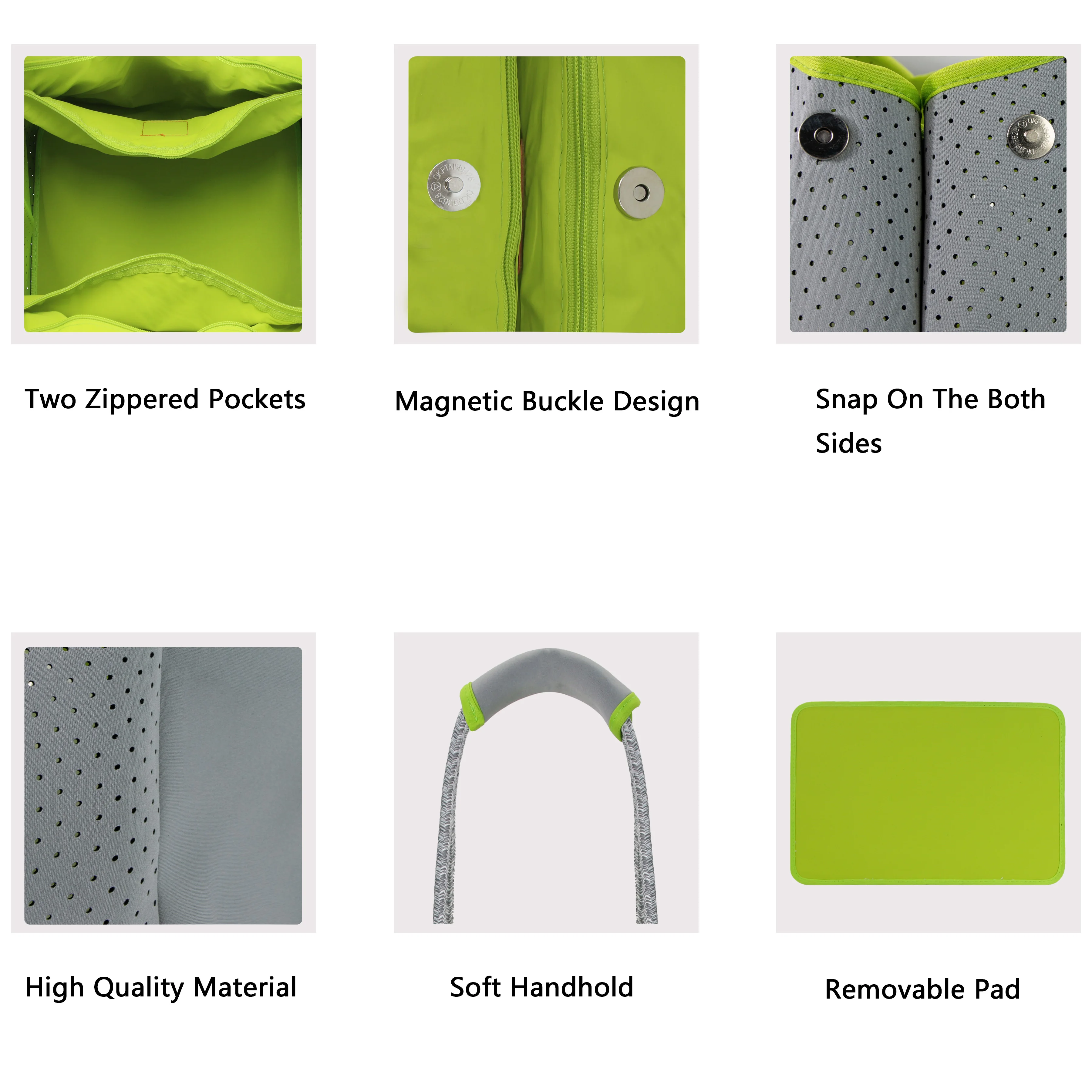 Wholesale Perforated Sports Gym Travel Beach Tote Handbag Customized Neoprene Shopping Tote Bag For Women