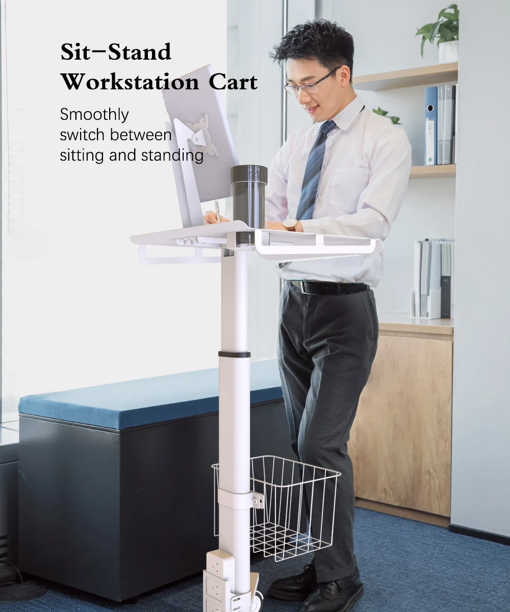 Mobile stand for tablet pc laptop and monitor cart vesa mobile workstation for hospital clinic