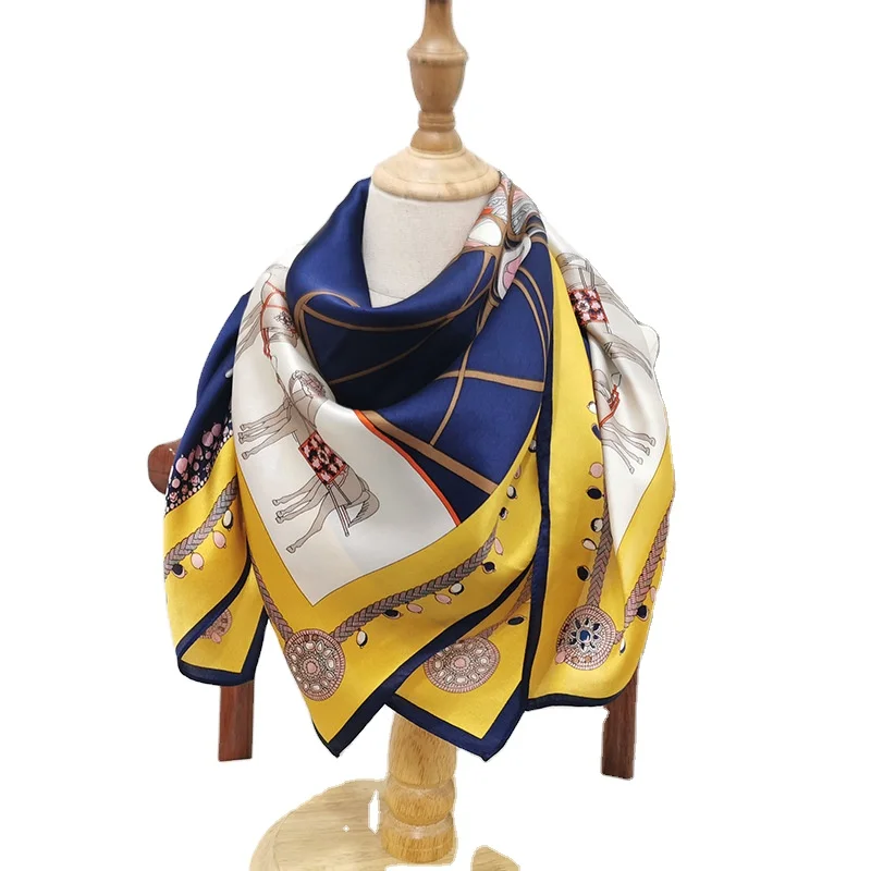 New Design Digital Printing Luxury Soft Touch Woman Personalized Square 100% Silk Hijab Scarf