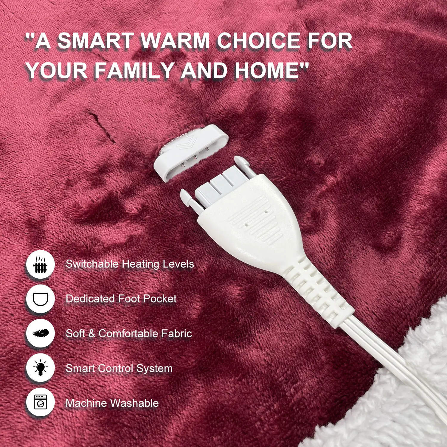 Blanket Electric Electric Blanket Heated Throw Soft Plush Machine  Washable