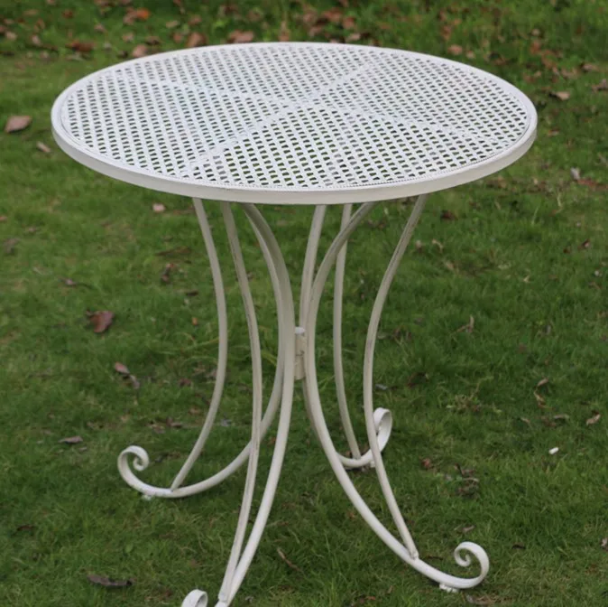 Outdoor Garden French Country Style Kd Structure Table Iron Metal Patio Coffee Folding Table and chairs