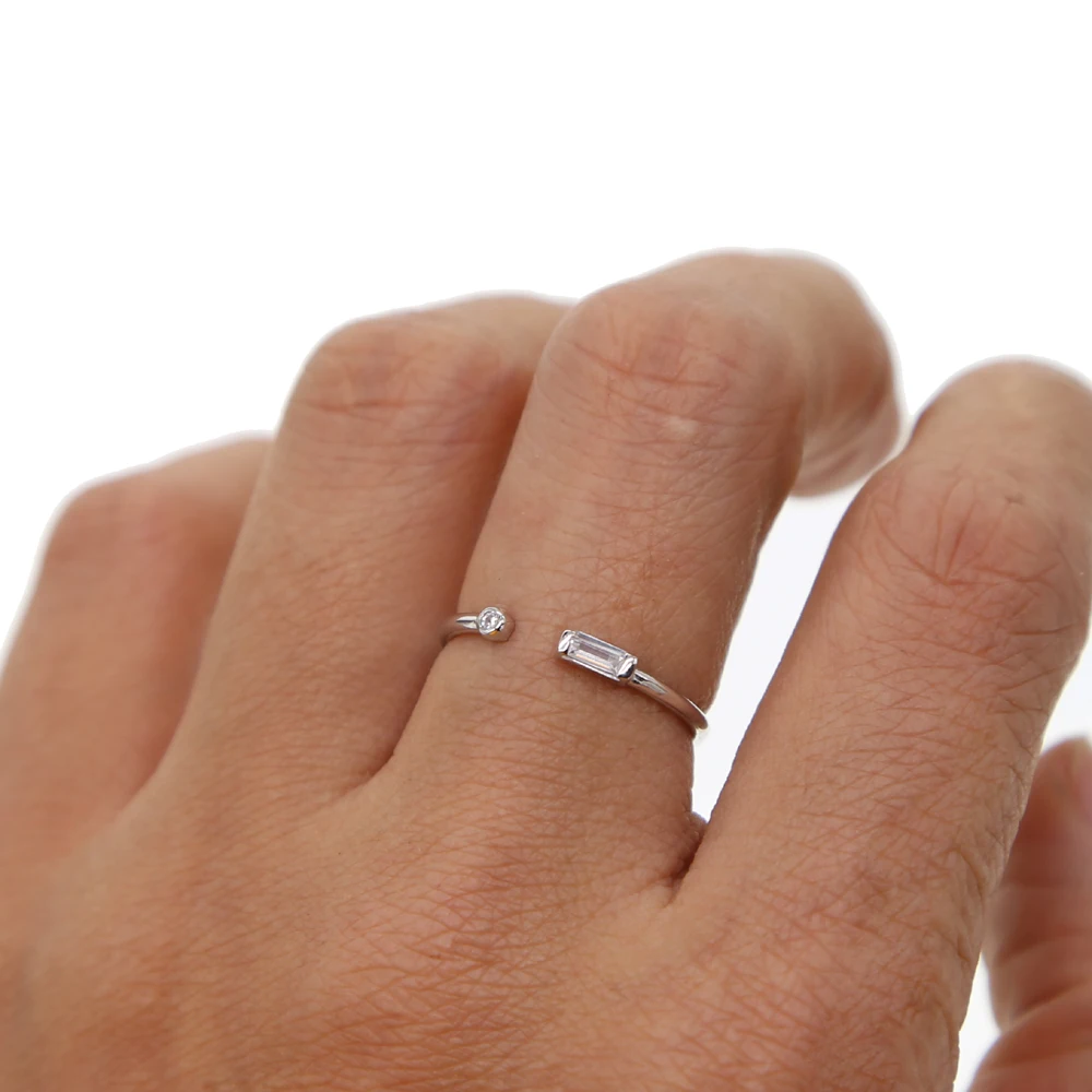 Promotion 2023 dainty delicate simple design open adjust girl women gift CZ latest gold finger ring designs