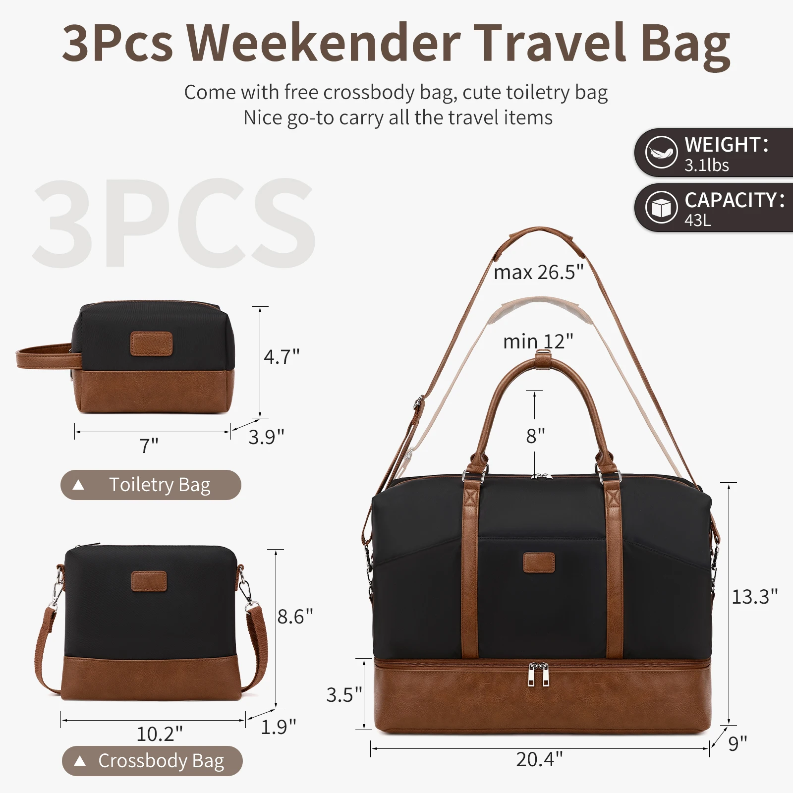 Fashion outdoor travel tote bag for woman garment travel overnight pu leather canvas duffle bag plane travel bag