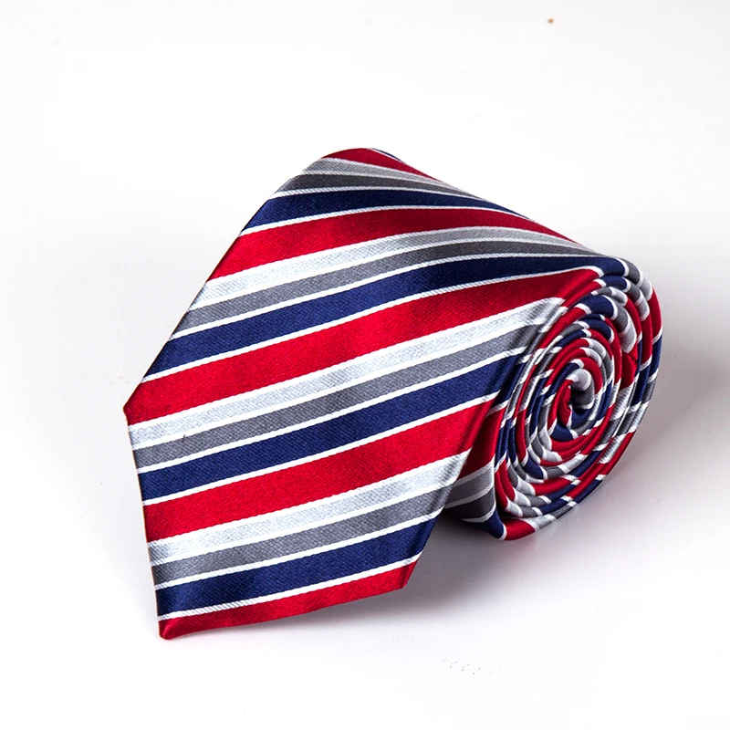 Индивидуальные этикетки красный темно-синий серый полосатый дизайн мужской формальный шелковый галстук
