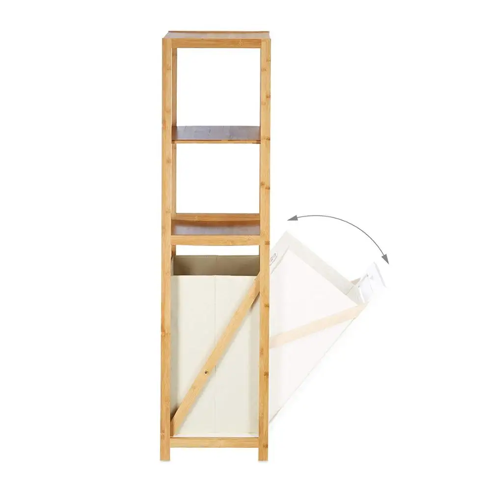 Home Bathroom foldable bamboo bathroom Wooden Rackunique laundry basket