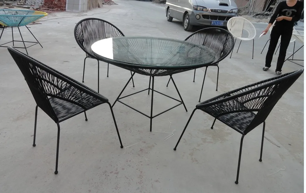 Acapulco Retro Chair Outdoor Home Courtyard Bistro 3 Piece Retro Patio Chair and Table Set