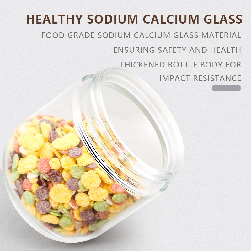 Eco-friendly sodium calcium glass cookie candy honey food glass storage jar with airtight lid storage tank Storage