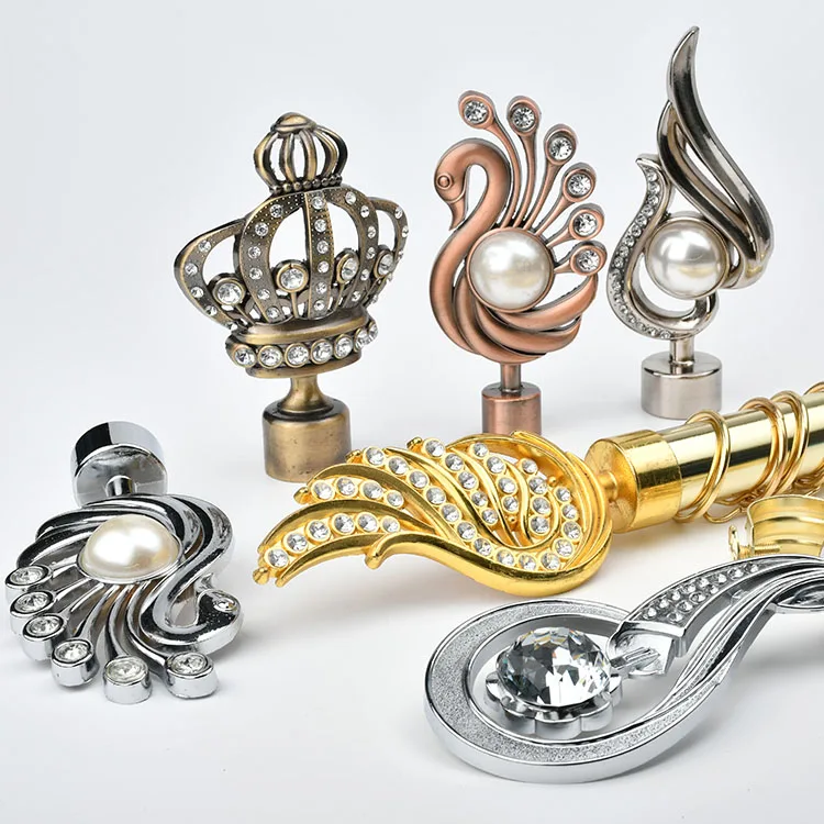 Manufacturer European High Quality Curtain Rods Set Metal Curtain Rods With Glass Finial