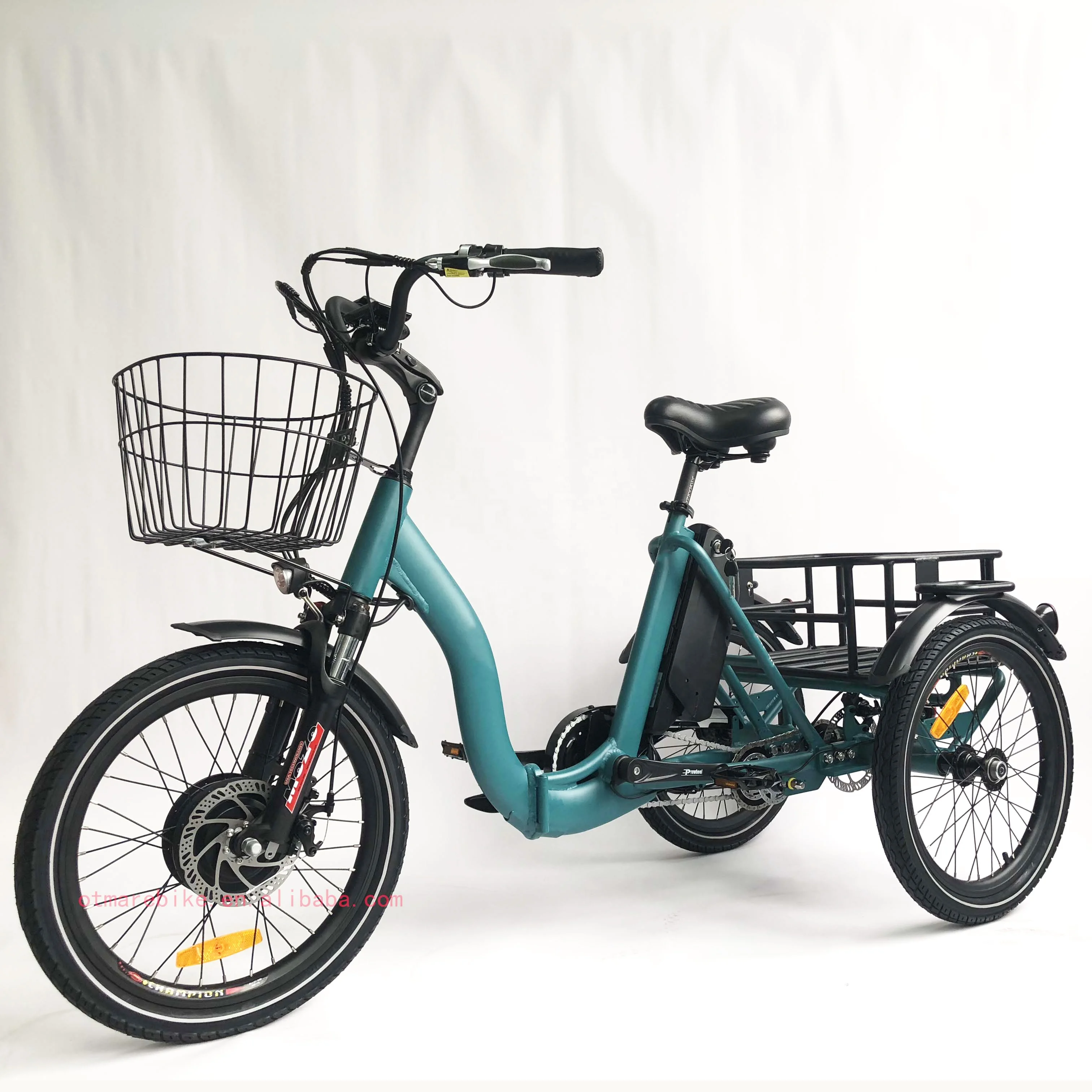 20 inch city electric bike 3 wheel front drive mini tricycle electric bike cargo rear basket urban electric bicycle
