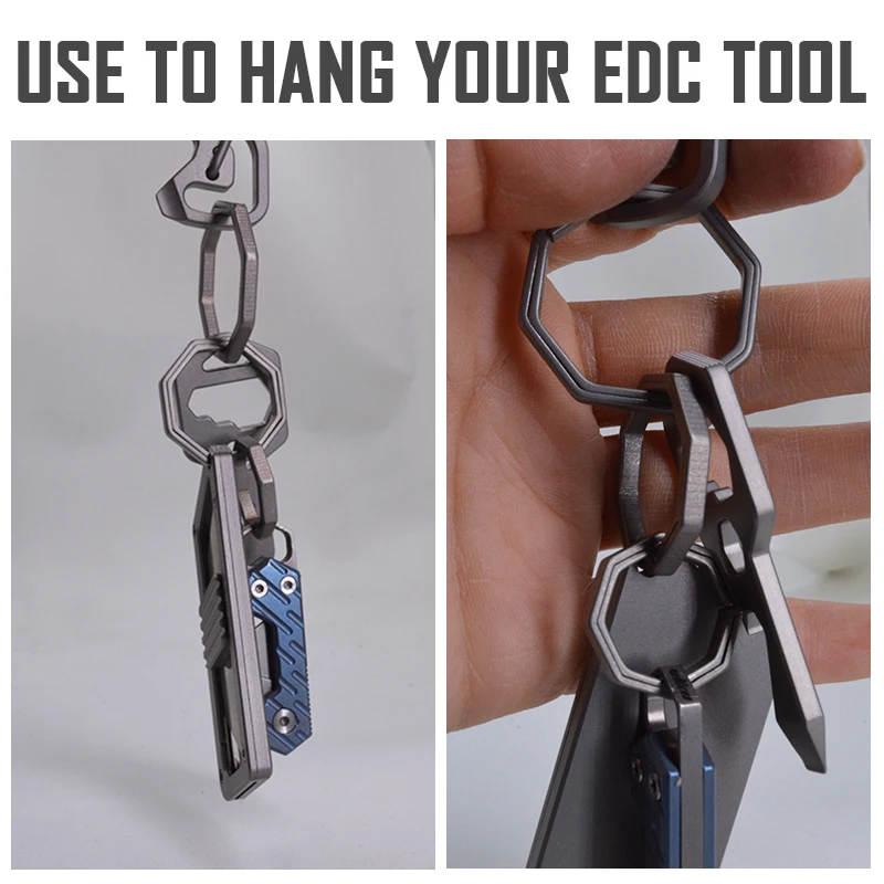 High Strength Eight Angles Titanium Key Ring Ultralight Metal Key Holder for the Best Gift & Outdoor EDC Tools